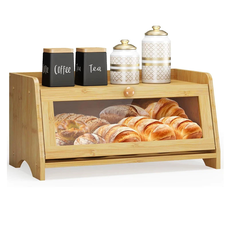 Boîte à Pain en Bambou – Design Moderne & Fenêtre Transparente