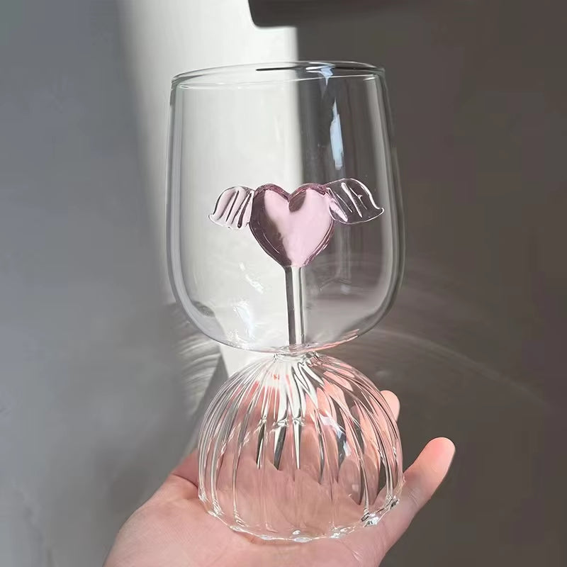 Tasse à Jus Romantique Réutilisable – Verre 3D Cœur Rose
