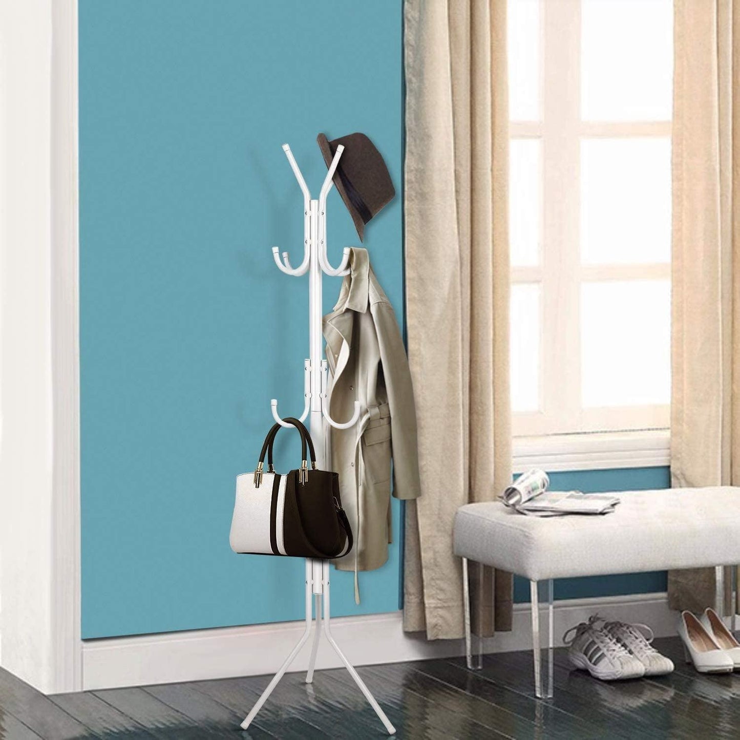 ModerneMall-Porte-Manteau sur Pied 8 Crochets