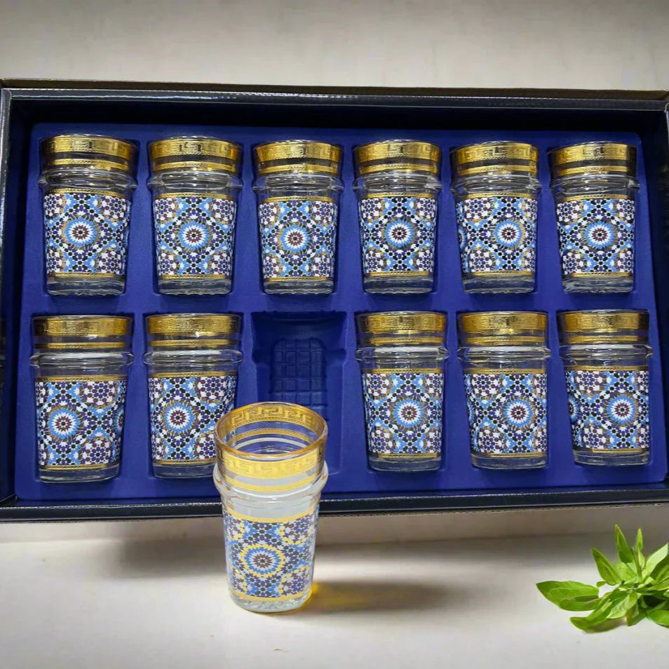 Ensemble de 12 Verres à Thé Traditionnels ZALIJA