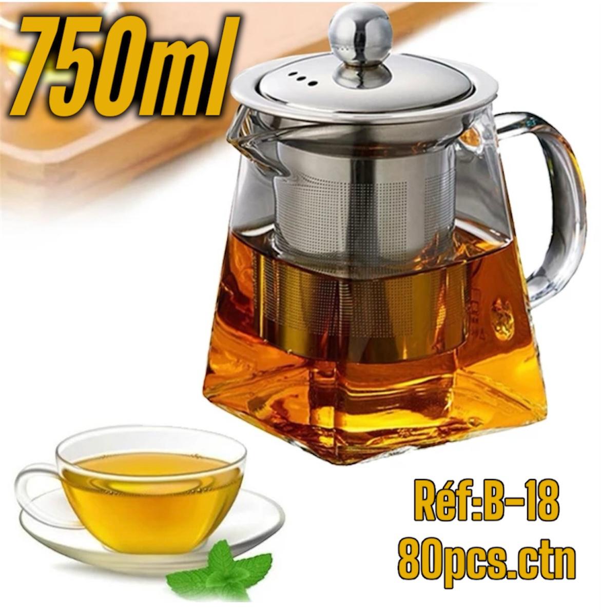 Théière verre résistant à la chaleur transparent ensemble passoire en acier inoxydable