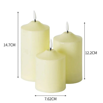 Lot de 3 Bougies LED en Cire Véritable – Effet Scintillant & Minuterie