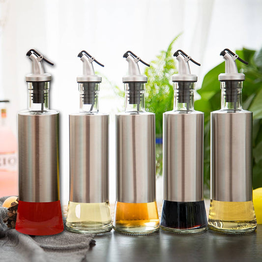 Bouteille Distributeur d’Huile 300 ml en Verre et Inox