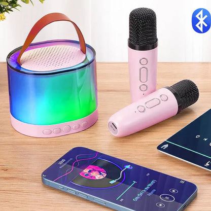 NESTO🎤  Mini Enceinte Karaoké Bluetooth avec Micros et Lumières RGB