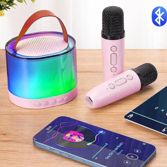 NESTO🎤  Mini Enceinte Karaoké Bluetooth avec Micros et Lumières RGB