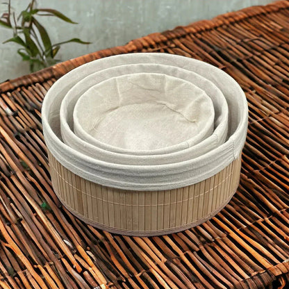 Lot de 3 Paniers de Rangement Tressés en  Bambou