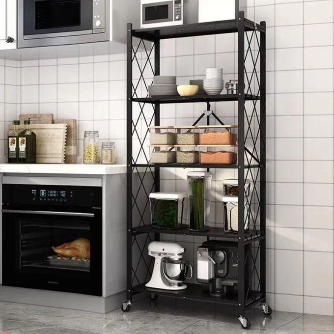 Étagère de Cuisine Pliante 5 Niveaux avec Roulettes✨