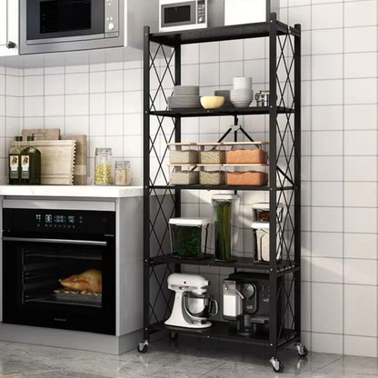 Étagère de Cuisine Pliante 5 Niveaux avec Roulettes✨