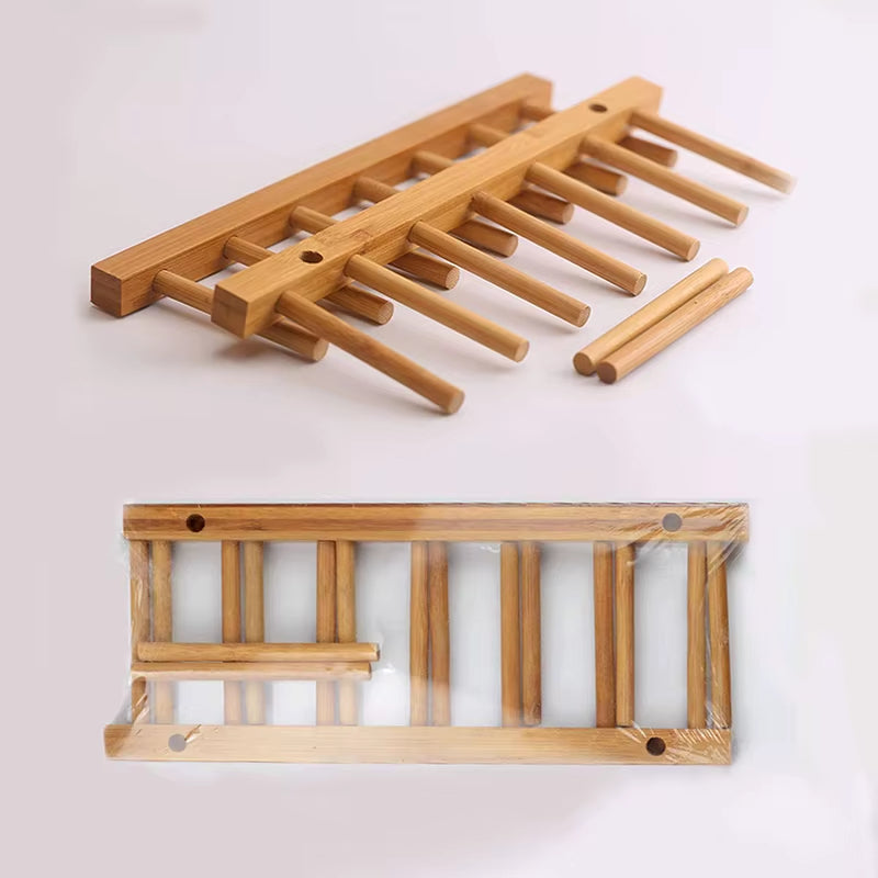 Égouttoir en Bambou Multifonction – Idéal pour Vaisselle, Couvercles et Ustensiles