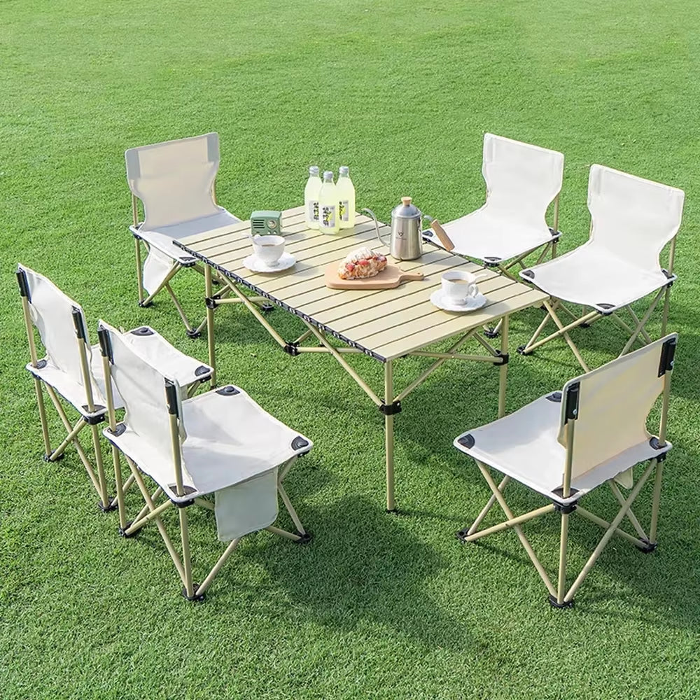 Ensemble Table & 6 Chaises de Camping Pliantes – Portable & Léger