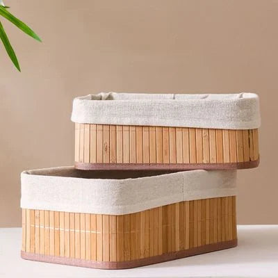 3 Paniers de Rangement Durables en Bambou