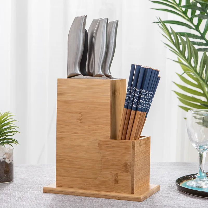 Bloc de Couteaux en Bambou Naturel