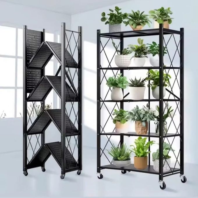 Étagère de Cuisine Pliante 5 Niveaux avec Roulettes✨