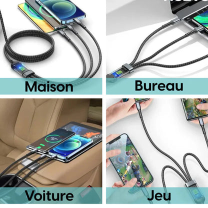 NESTO ⚡ Câble 3-en-1 100W avec Écran LED – Charge Rapide