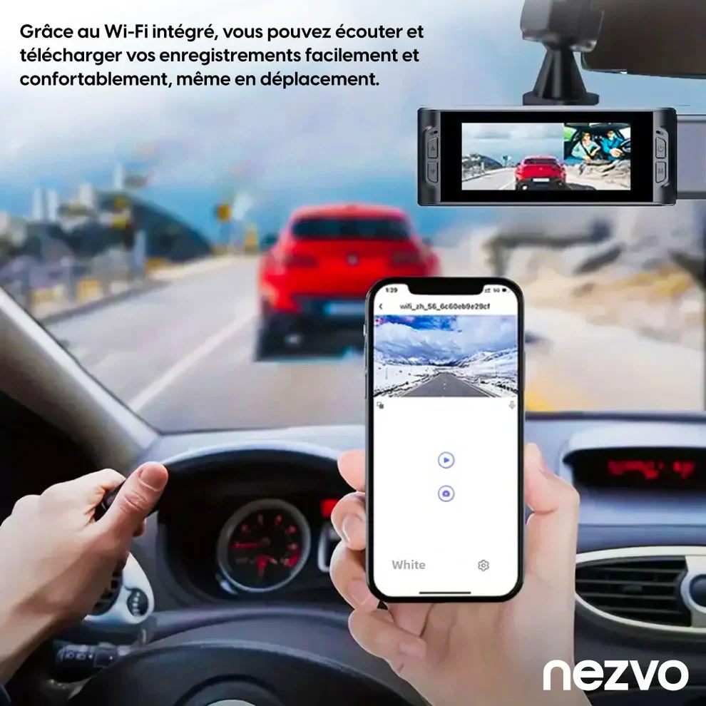 NESTO🚘Caméra de Tableau de Bord 3 Caméras – Vision Nocturne et HD 1080P