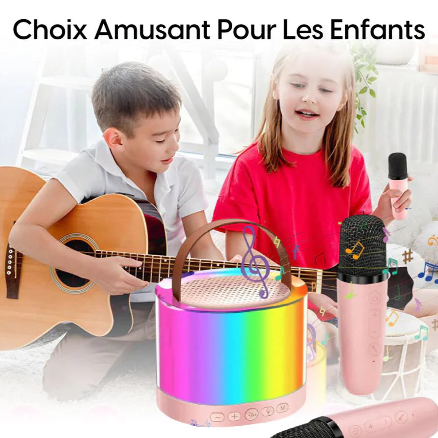 NESTO🎤  Mini Enceinte Karaoké Bluetooth avec Micros et Lumières RGB