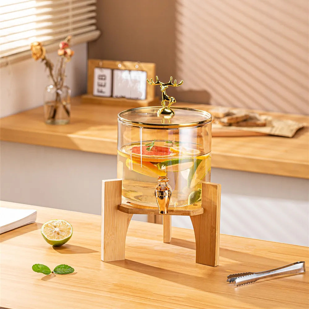 Distributeur de Boissons en Verre Borosilicate avec Support & Couvercle 🏺