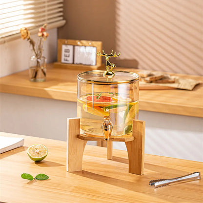 Distributeur de Boissons en Verre Borosilicate avec Support & Couvercle 🏺