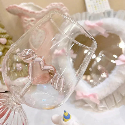Tasse à Jus Romantique Réutilisable – Verre 3D Cœur Rose