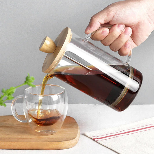 Cafetière à Pression Française en Verre Borosilicate avec Filtre et Ustensiles Multifonctions