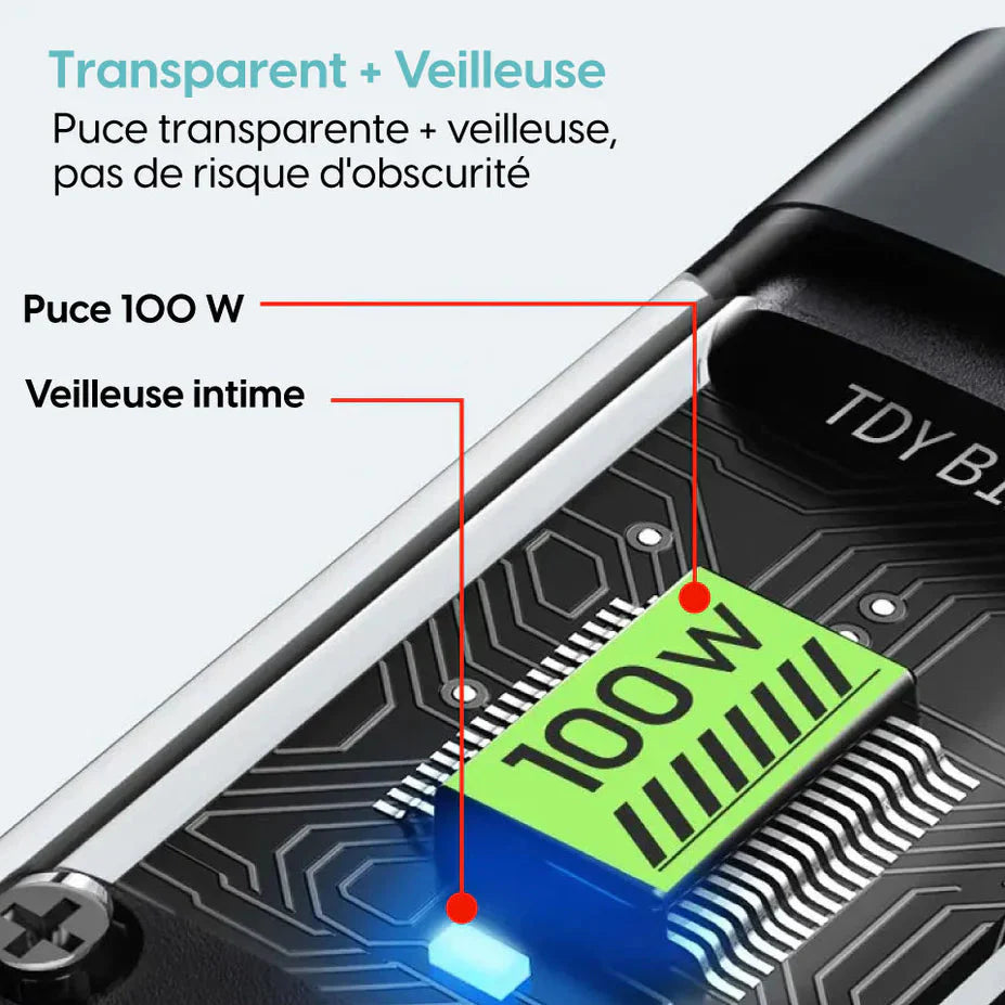 NESTO ⚡ Câble 3-en-1 100W avec Écran LED – Charge Rapide