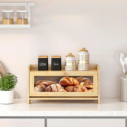 Boîte à Pain en Bambou – Design Moderne & Fenêtre Transparente