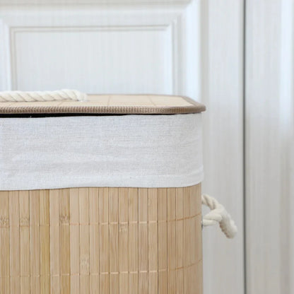 Panier à Linge Rectangulaire Pliable en Bambou avec Couvercle