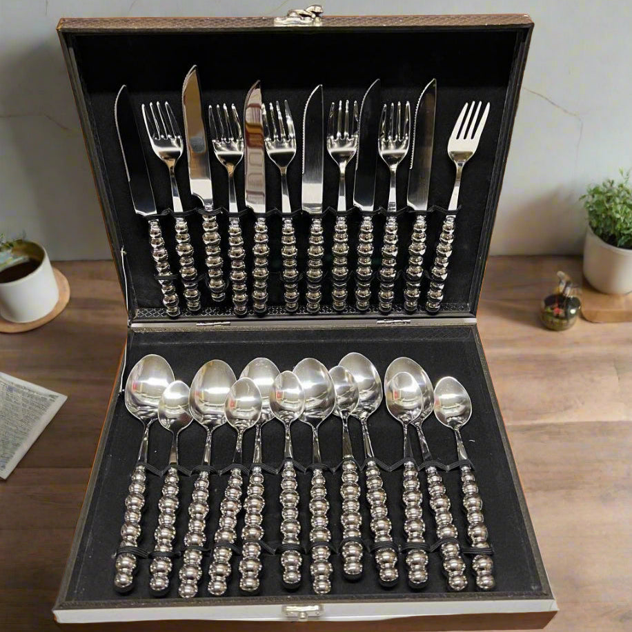 Ensemble de Couverts de Luxe en Acier Inoxydable avec Boîte de Rangement