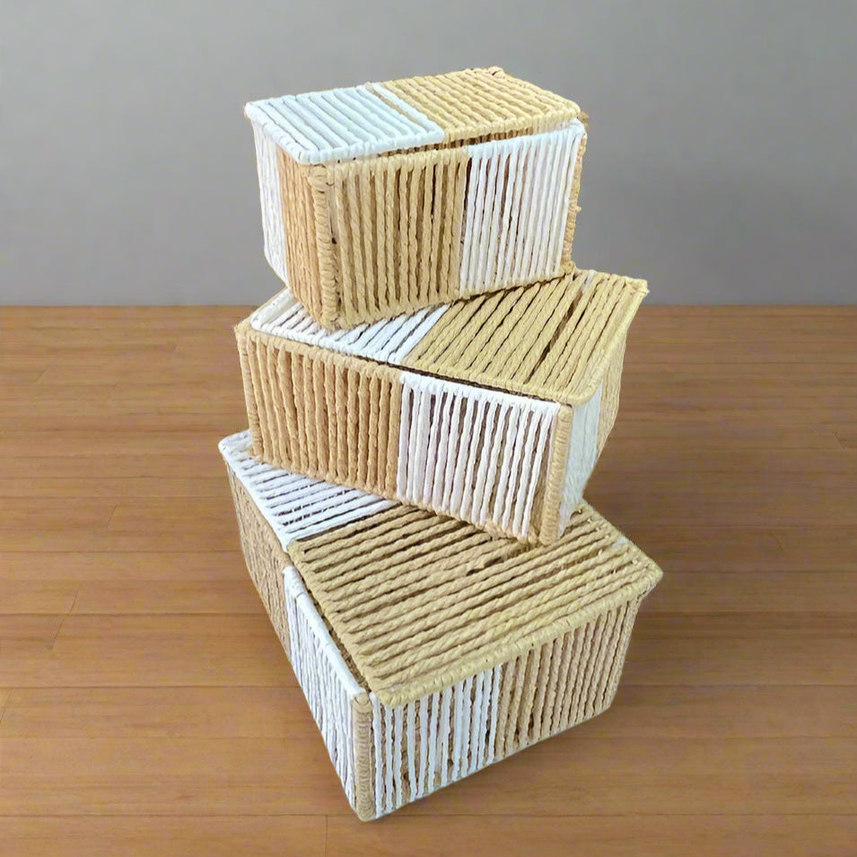 Set de 3 Boîtes de Rangement Bicolores