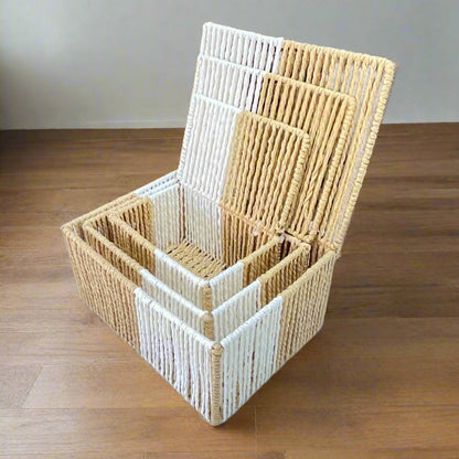 Set de 3 Boîtes de Rangement Bicolores