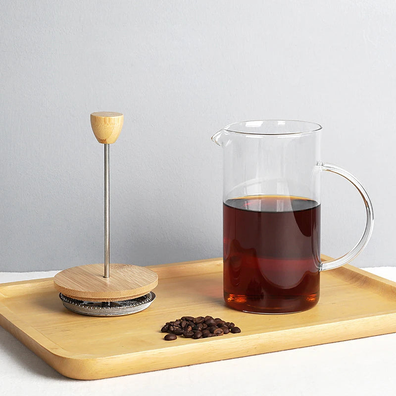 Cafetière à Pression Française en Verre Borosilicate avec Filtre et Ustensiles Multifonctions