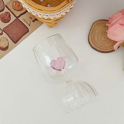 Tasse à Jus Romantique Réutilisable – Verre 3D Cœur Rose