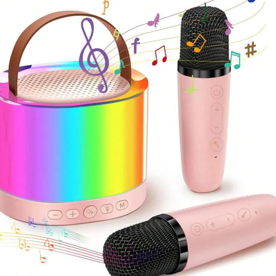 NESTO🎤  Mini Enceinte Karaoké Bluetooth avec Micros et Lumières RGB