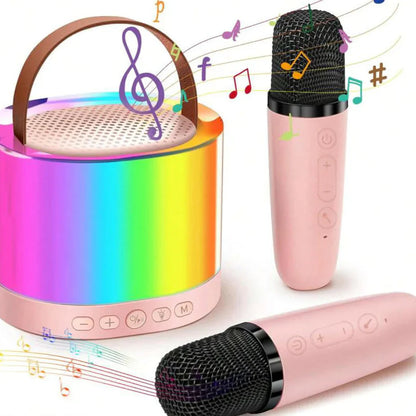 NESTO🎤  Mini Enceinte Karaoké Bluetooth avec Micros et Lumières RGB