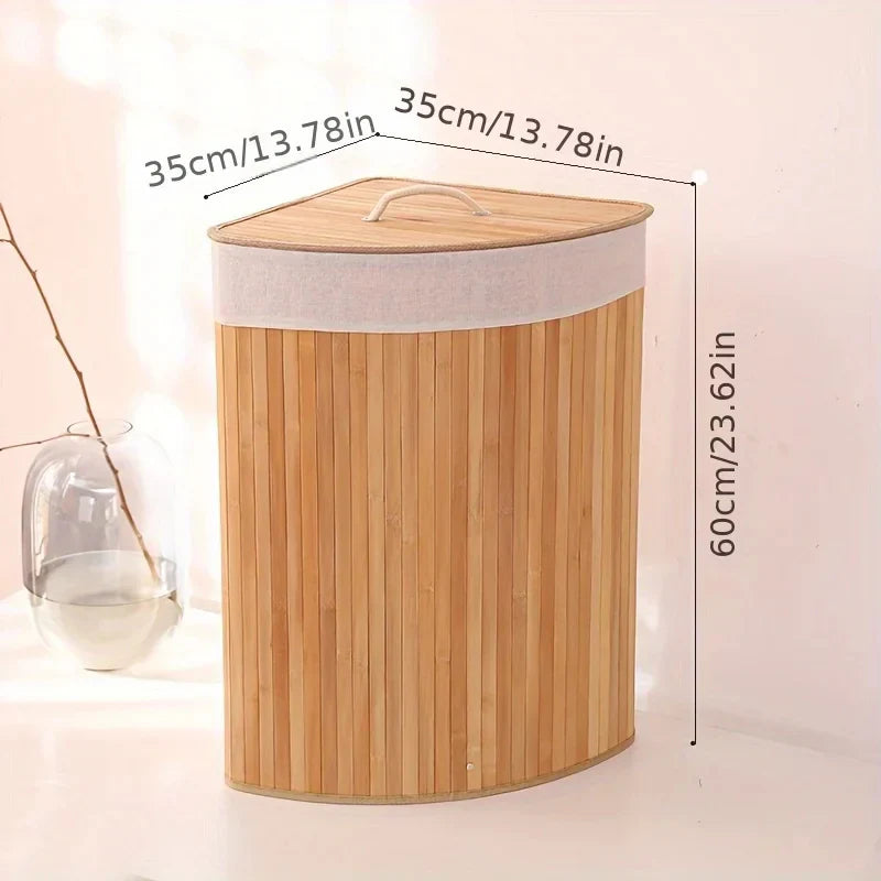 Panier à linge élégant en bois de bambou avec sac de doublure amovible