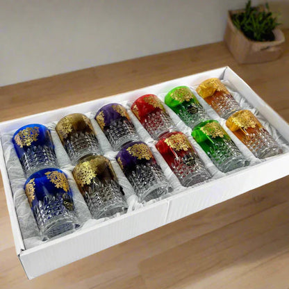 ✨ Coffret de 12 Verres à Thé Marocains Colorés