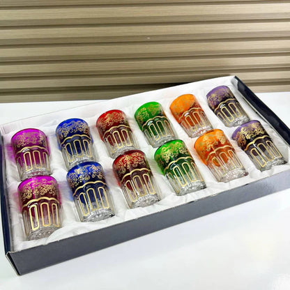 ✨ Coffret de 12 Verres à Thé Marocains Colorés