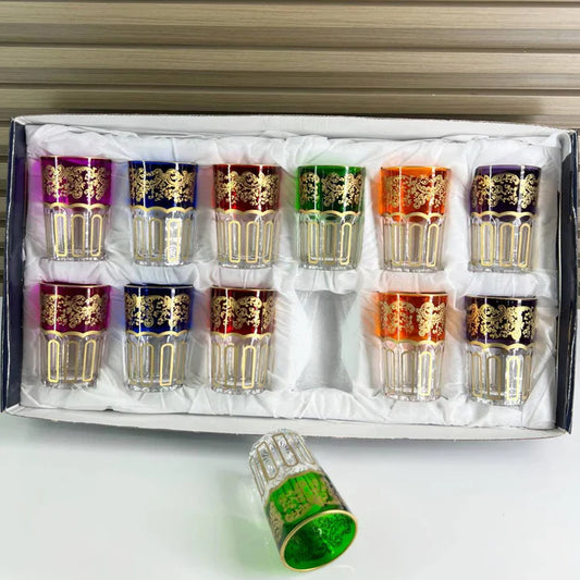 ✨ Coffret de 12 Verres à Thé Marocains Colorés