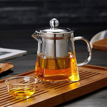 Théière verre résistant à la chaleur transparent ensemble passoire en acier inoxydable