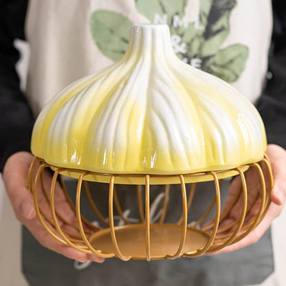 Panier à Ail en Fer avec Couvercle en Céramique