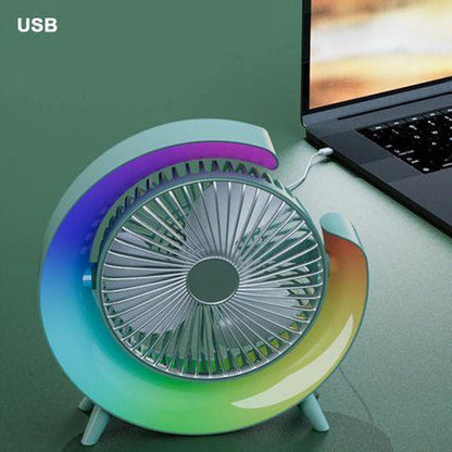 Ventilateur électrique circulaire coloré alimenté par chargement USB
