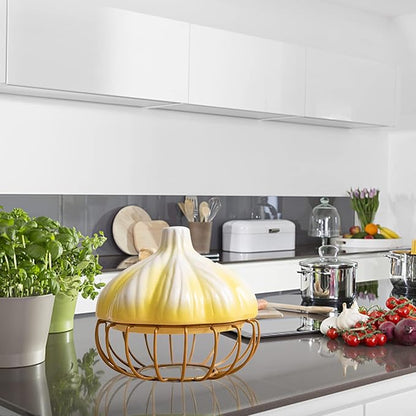 Panier à Ail en Fer avec Couvercle en Céramique