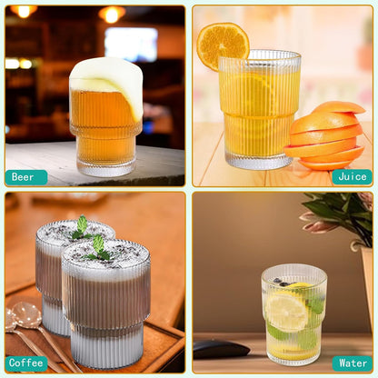 Ensemble de 6 tasses à jus en verre moderne avec bordure dorée