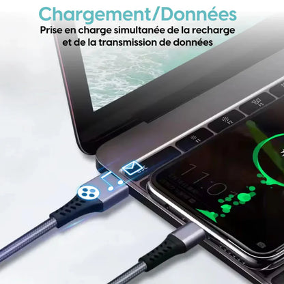 NESTO ⚡ Câble 3-en-1 100W avec Écran LED – Charge Rapide