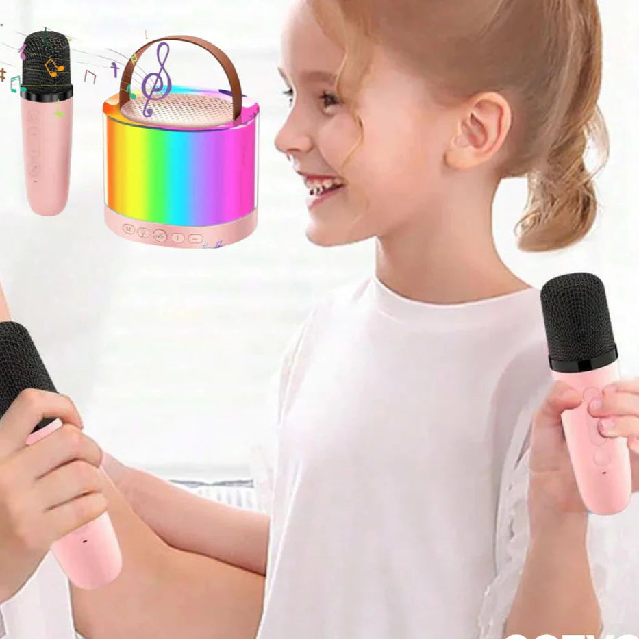 NESTO🎤  Mini Enceinte Karaoké Bluetooth avec Micros et Lumières RGB
