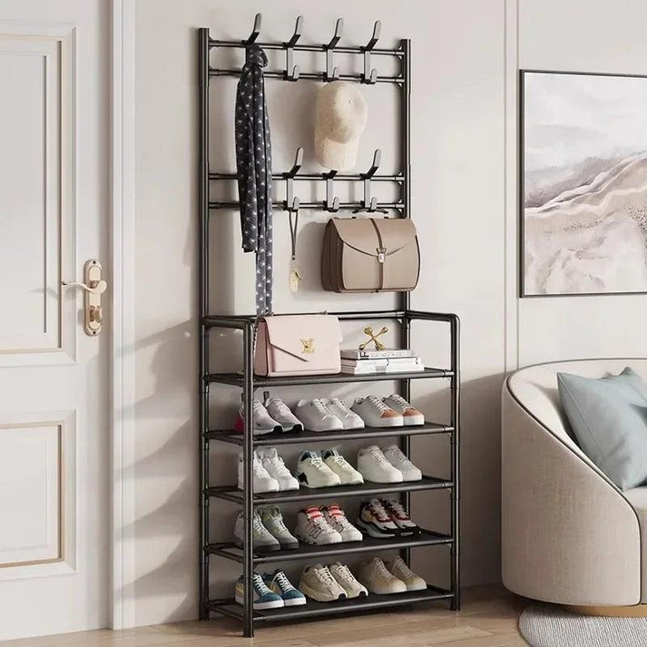 Porte-Manteau, Porte-Chapeau, Armoire à Chaussures Solide à 5 Étages