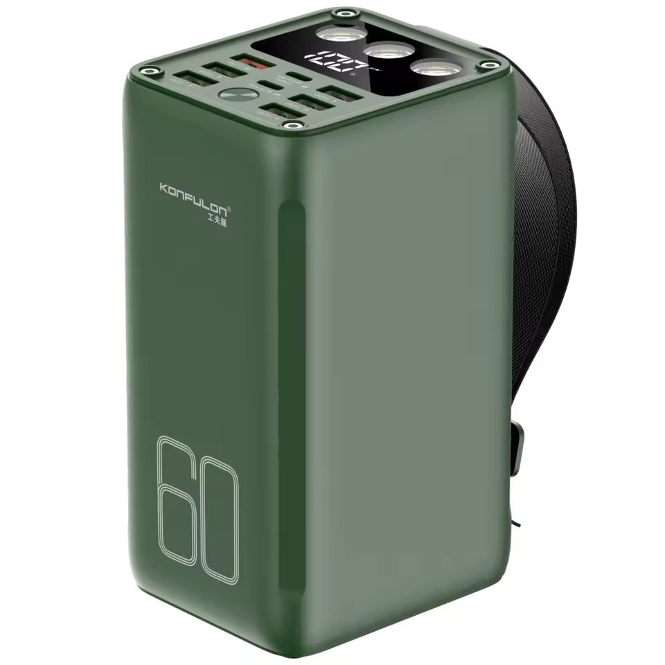 batterie externe 60000mAh, power bank haute capacité, charge rapide USB-C, batterie portable avec écran LCD, batterie de secours voyage, powerbank PD 3.0