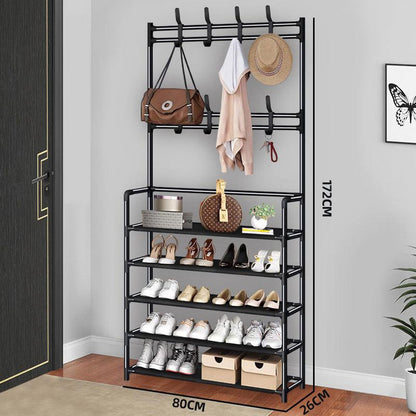 Porte-Manteau, Porte-Chapeau, Armoire à Chaussures Solide à 5 Étages