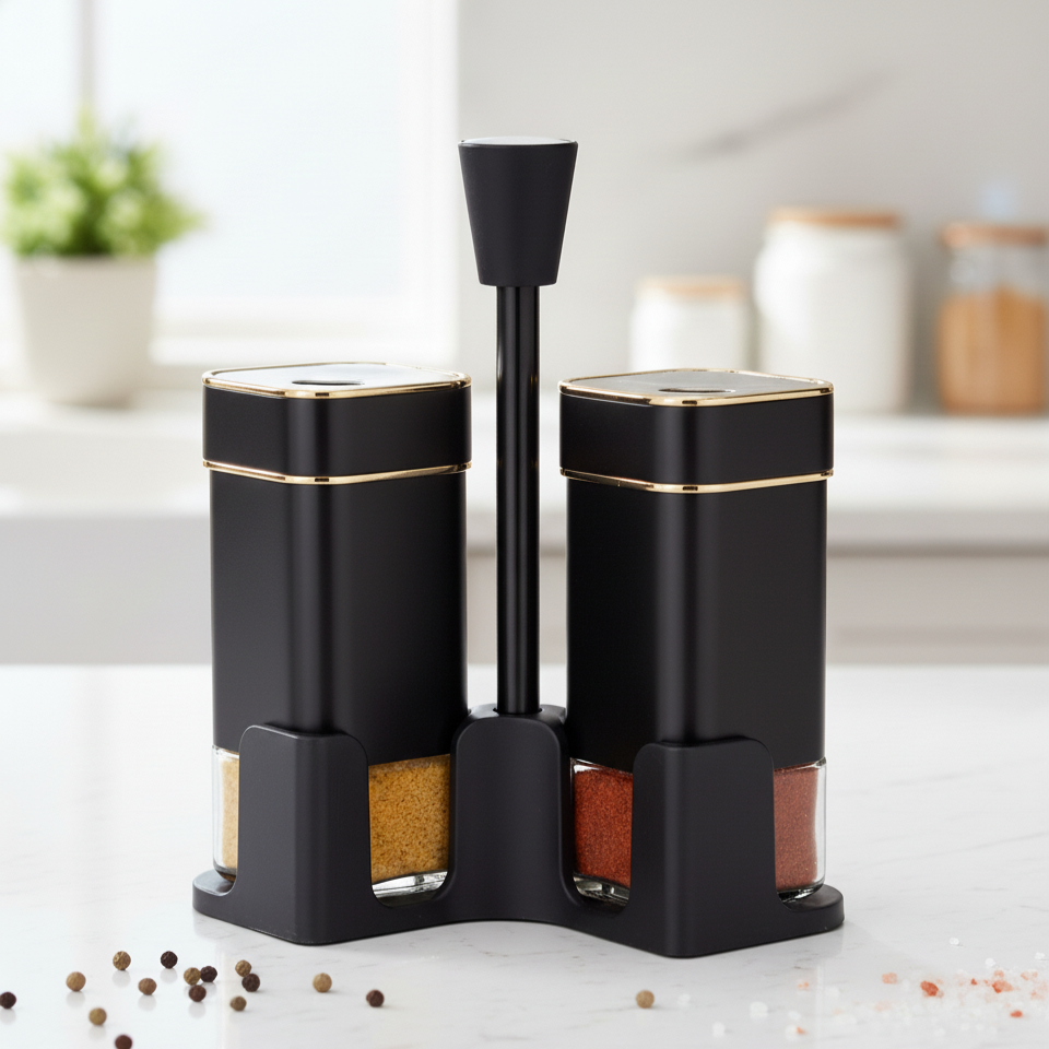 Duo d’épices design inox et verre – Élégance et praticité