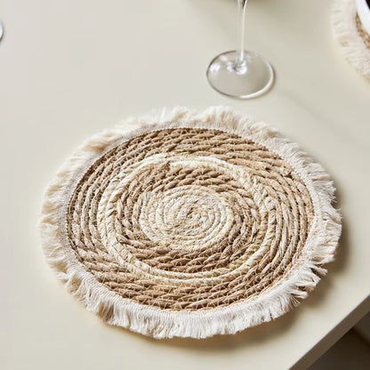 Napperons ronds en rotin – Tissés à la main 🧺 | Lot de 6 pièces ✨